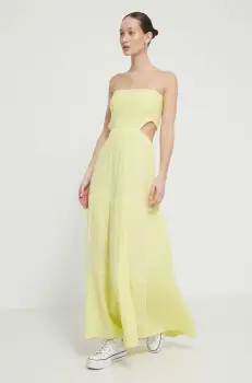 Rip Curl rochie din bumbac culoarea galben, maxi, evazata imagine