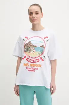 Rip Curl tricou din bumbac COVE HERITAGE femei, culoarea alb, 0FLWTE imagine