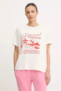 Rip Curl tricou din bumbac SURF SUPPLY culoarea bej, 0JUWTE imagine