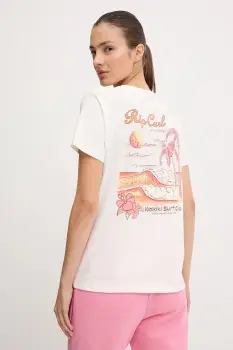 Rip Curl tricou din bumbac WAIKIKI culoarea bej, 0JAWTE imagine