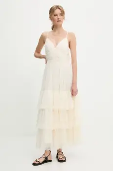 rochie culoarea bej, maxi, evazati imagine