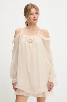 rochie culoarea bej, mini, evazati imagine