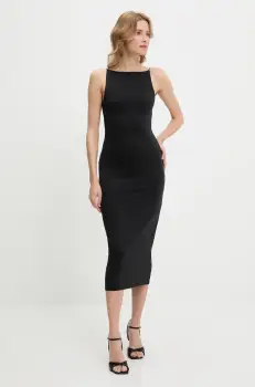rochie culoarea negru, midi, mulata imagine