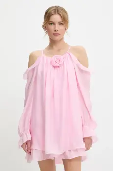 rochie culoarea roz, mini, evazati imagine