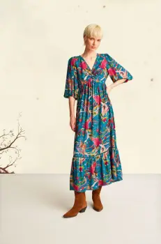 rochie culoarea verde, maxi, evazati imagine