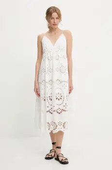 rochie din bumbac culoarea alb, mini, evazati imagine