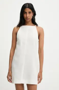 rochie din bumbac culoarea alb, mini, mulata imagine