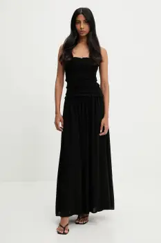 rochie din in culoarea negru, maxi, evazati imagine