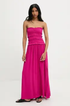 rochie din in culoarea roz, maxi, evazati imagine