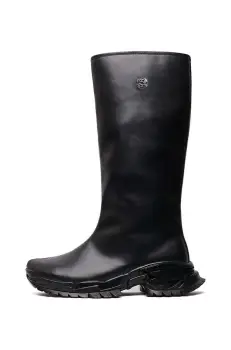 Rombaut cizme VIZOR femei, culoarea negru, cu toc plat, W23-E-009 imagine