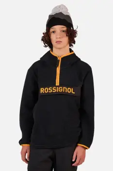 Rossignol bluza copii ALLTRACK culoarea negru, cu gluga, uni, RLOYL02 imagine