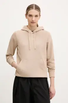 Rossignol bluza Presset femei, culoarea bej, cu gluga, cu imprimeu, RLNWS01 imagine