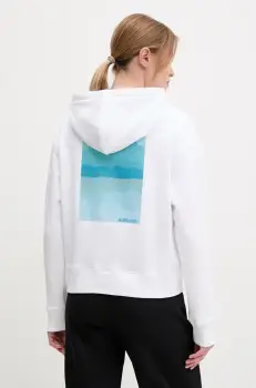 Rossignol bluza Waterfall femei, culoarea alb, cu gluga, cu imprimeu, RLNWS02 imagine
