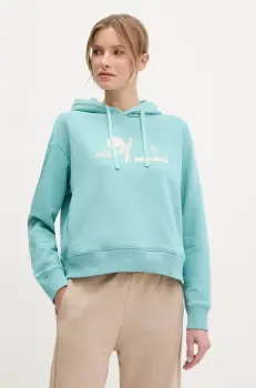 Rossignol bluza Waterfall femei, culoarea turcoaz, cu gluga, cu imprimeu, RLNWS02 imagine