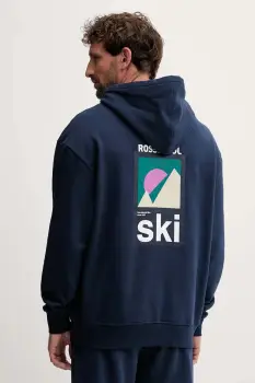 Rossignol hanorac de bumbac WATERFALL RELAX culoarea bleumarin, cu gluga, cu imprimeu, RLOMS02 imagine