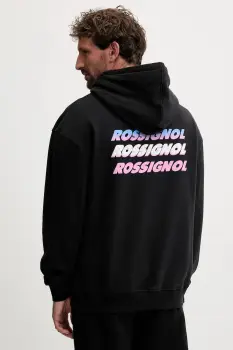 Rossignol hanorac de bumbac WATERFALL RELAX culoarea negru, cu gluga, cu imprimeu, RLOMS02 imagine