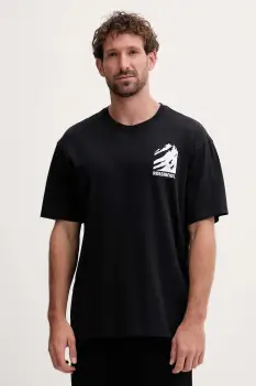 Rossignol tricou din bumbac WATERFALL RELAX culoarea negru, cu imprimeu, RLOMY05 imagine