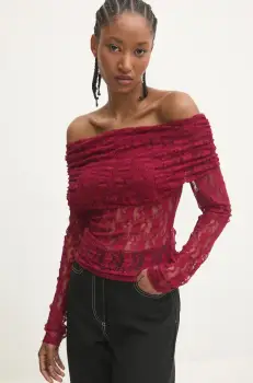 Rotate bluza 0 femei, culoarea bordo, modelator, 1132732197 imagine