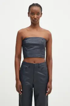 Rotate bluza Braided femei, culoarea albastru marin, neted, 1128552318 imagine