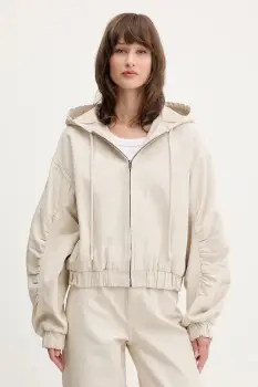 Rotate geaca de bumbac culoarea bej, de tranzitie, oversize, 1142831763 imagine