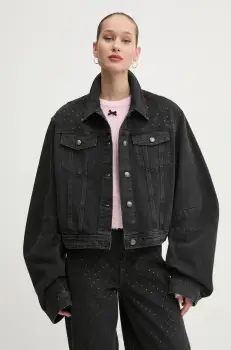 Rotate geaca jeans femei, culoarea gri, de tranzitie, oversize, 1136122998 imagine