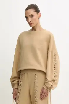 Rotate hanorac de bumbac culoarea bej, uni, 115468654 imagine