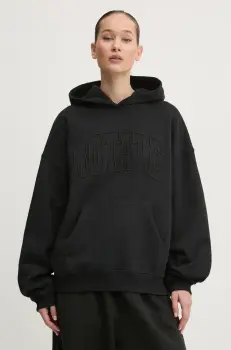 Rotate hanorac de bumbac femei, culoarea negru, cu gluga, cu imprimeu, 113449100 imagine