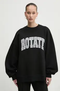 Rotate hanorac de bumbac femei, culoarea negru, cu imprimeu, 113427100 imagine