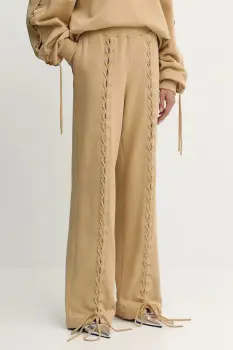 Rotate pantaloni de trening din bumbac culoarea bej, uni, 114389654 imagine