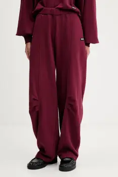 Rotate pantaloni de trening din bumbac culoarea bordo, uni, 1143882734 imagine