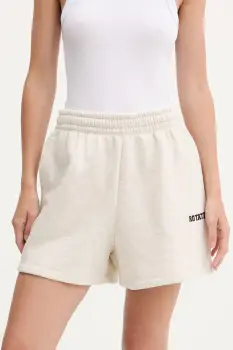 Rotate pantaloni scurti din bumbac culoarea bej, melanj, high waist, 1143833070 imagine