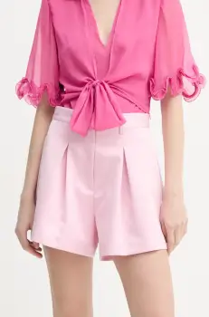 Rotate pantaloni scurti femei, culoarea roz, uni, high waist, 1137671011 imagine