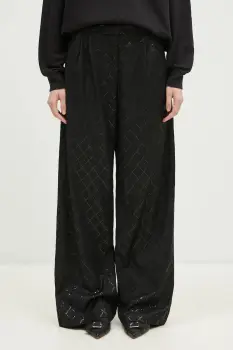Rotate pantaloni Wide Leg Sequins Pants femei, culoarea negru, lat, medium waist, 113326100 imagine