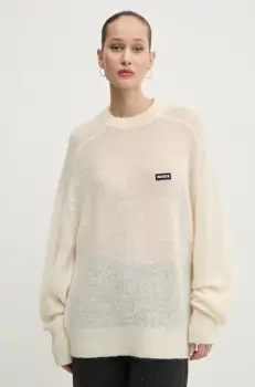 Rotate pulover de lana femei, culoarea bej, 113769857 imagine