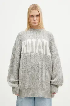 Rotate pulover de lana Knitted Logo femei, culoarea gri, calduros, 1137491789 imagine