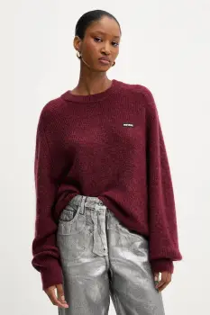 Rotate pulover din amestec de lana culoarea bordo, light, 1145652734 imagine