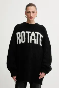 Rotate pulover din amestec de lana culoarea negru, calduros, 114910100 imagine