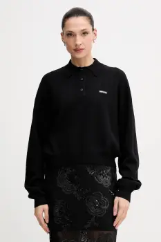 Rotate pulover din amestec de lana culoarea negru, light, 115137100 imagine