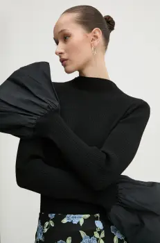 Rotate pulover femei, culoarea negru, light, cu turtleneck, 113618100 imagine