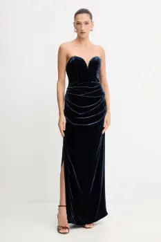 Rotate rochie cu adaos de matase culoare albastru maxi mulat 1149211192 imagine