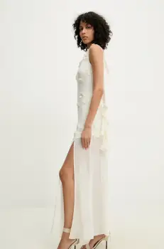 Rotate rochie culoarea bej, maxi, drept, 113904857 imagine