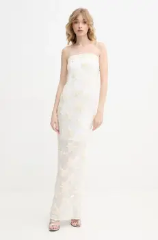 Rotate rochie culoarea bej, maxi, mulata, 113892857 imagine