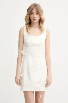 Rotate rochie culoarea bej, mini, drept, 113881857 imagine