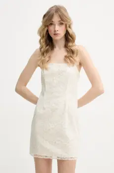 Rotate rochie culoarea bej, mini, drept, 113915857 imagine