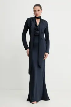 Rotate rochie culoarea bleumarin, maxi, drept, 1154392318 imagine