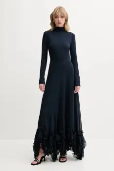 Rotate rochie culoarea bleumarin, maxi, evazati, 1139772318 imagine