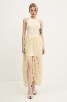 Rotate rochie culoarea galben, maxi, evazati, 113976858 imagine