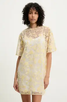 Rotate rochie culoarea galben, mini, oversize, 113675858 imagine