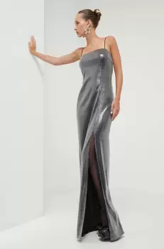 Rotate rochie culoarea gri, maxi, mulata imagine