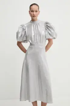 Rotate rochie culoarea gri, midi, evazati, 113871039 imagine